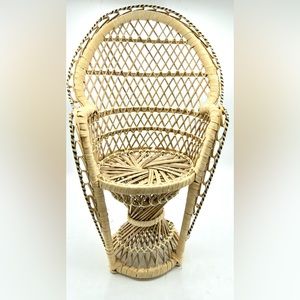 Wicker Peacock Chair Plant Stand